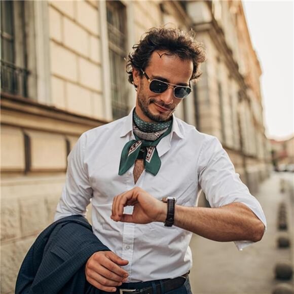 Satin Square Scarf for Men, 04 - Picture 3 of 6